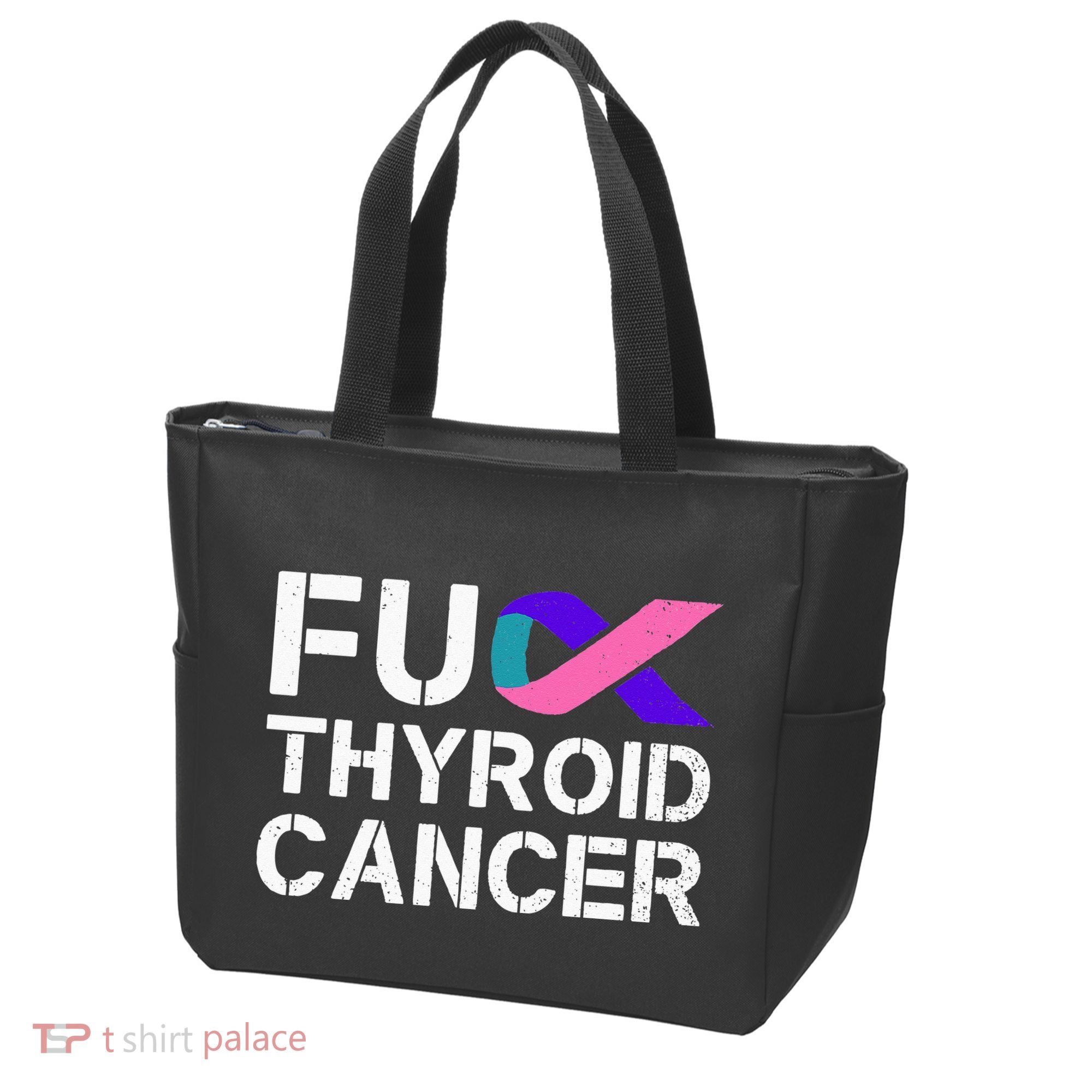 Fuck Thyroid Cancer Awareness Month Ribbon Survivor Fighter Tote Bag
