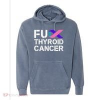 Fuck Thyroid Cancer Awareness Month Ribbon Survivor Fighter Comfort Colors Garment-Dyed Hooded Sweatshirt thumb 0