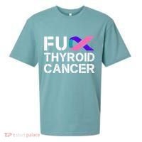 Fuck Thyroid Cancer Awareness Month Ribbon Survivor Fighter Sueded Cloud Jersey T-Shirt thumb 0