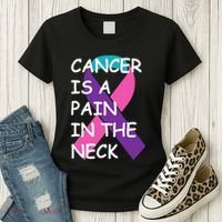 Funny Thyroid Cancer Survivor Cancer Is A Pain In The Neck Women's T-Shirt thumb 3