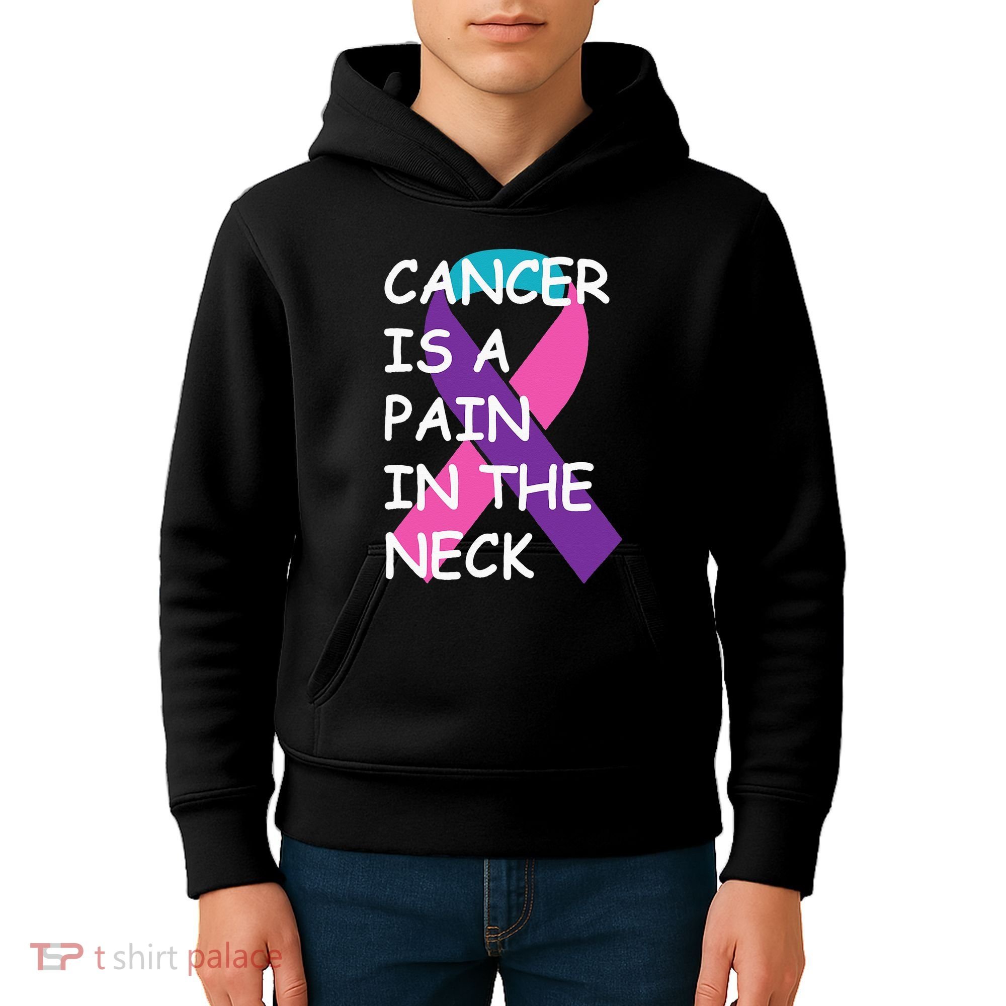 Funny Thyroid Cancer Survivor Cancer Is A Pain In The Neck Kids Hoodie