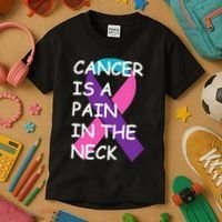 Funny Thyroid Cancer Survivor Cancer Is A Pain In The Neck Kids T-Shirt thumb 3
