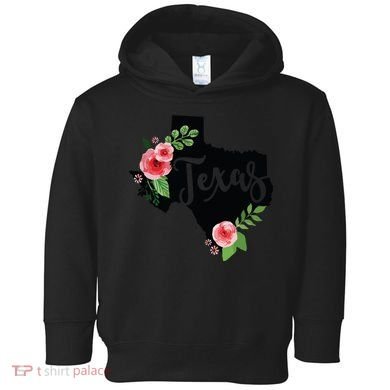 Floral Texas Chalkboard Watercolor Flowers Home State Toddler Hoodie