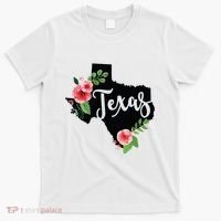 Floral Texas Chalkboard Watercolor Flowers Home State T-Shirt thumb 0