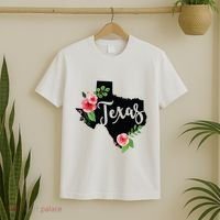Floral Texas Chalkboard Watercolor Flowers Home State T-Shirt thumb 2