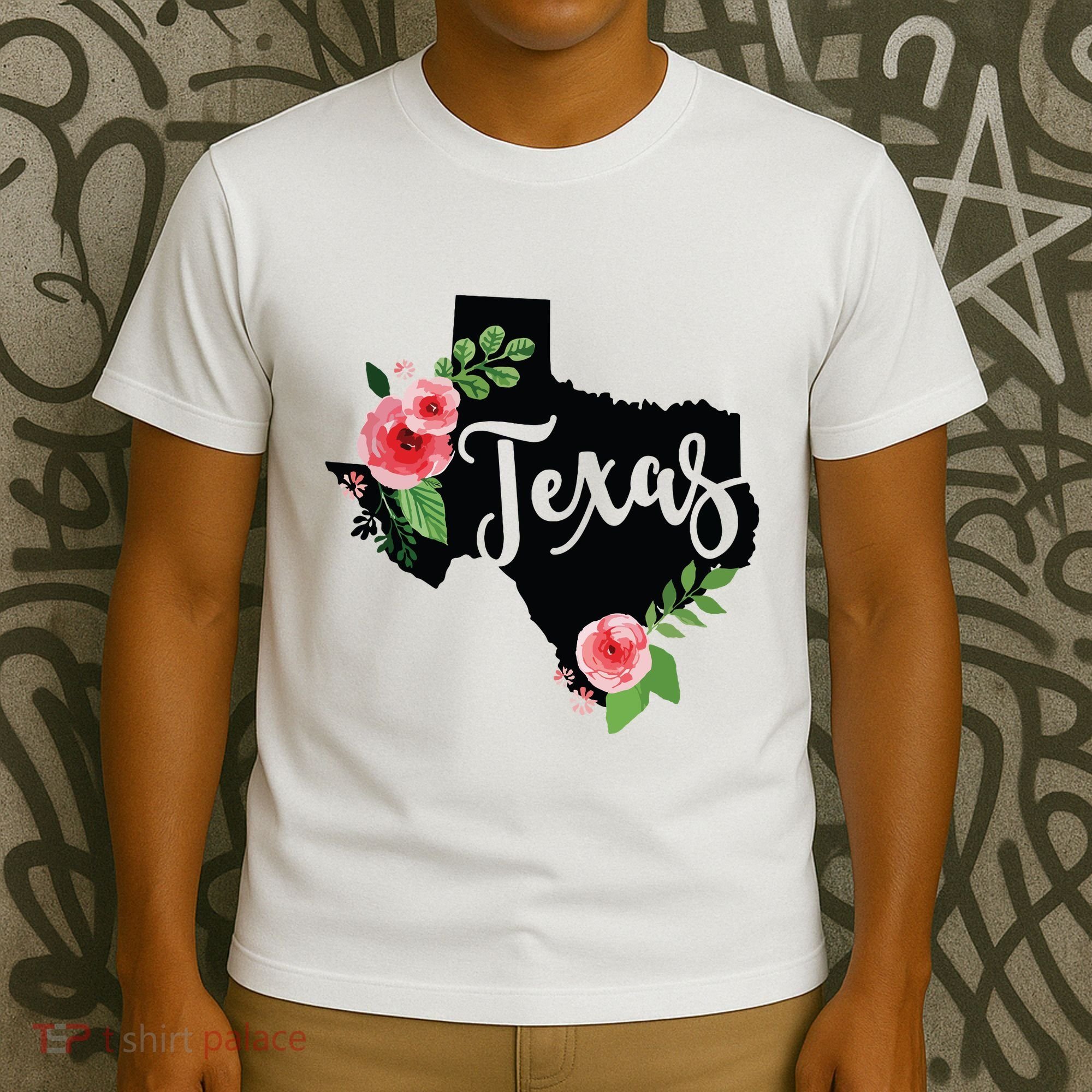 Floral Texas Chalkboard Watercolor Flowers Home State T-Shirt