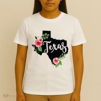 Floral Texas Chalkboard Watercolor Flowers Home State T-Shirt thumb 4