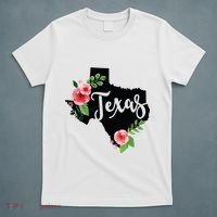 Floral Texas Chalkboard Watercolor Flowers Home State T-Shirt thumb 5