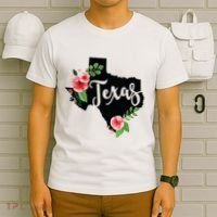 Floral Texas Chalkboard Watercolor Flowers Home State T-Shirt thumb 6