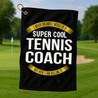 Funny Tennis Coach Gift Appreciation Golf Towel thumb 1