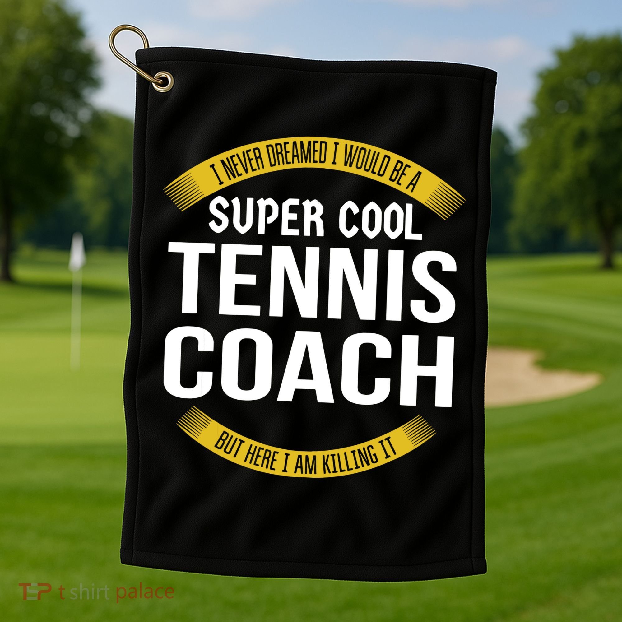 Funny Tennis Coach Gift Appreciation Golf Towel