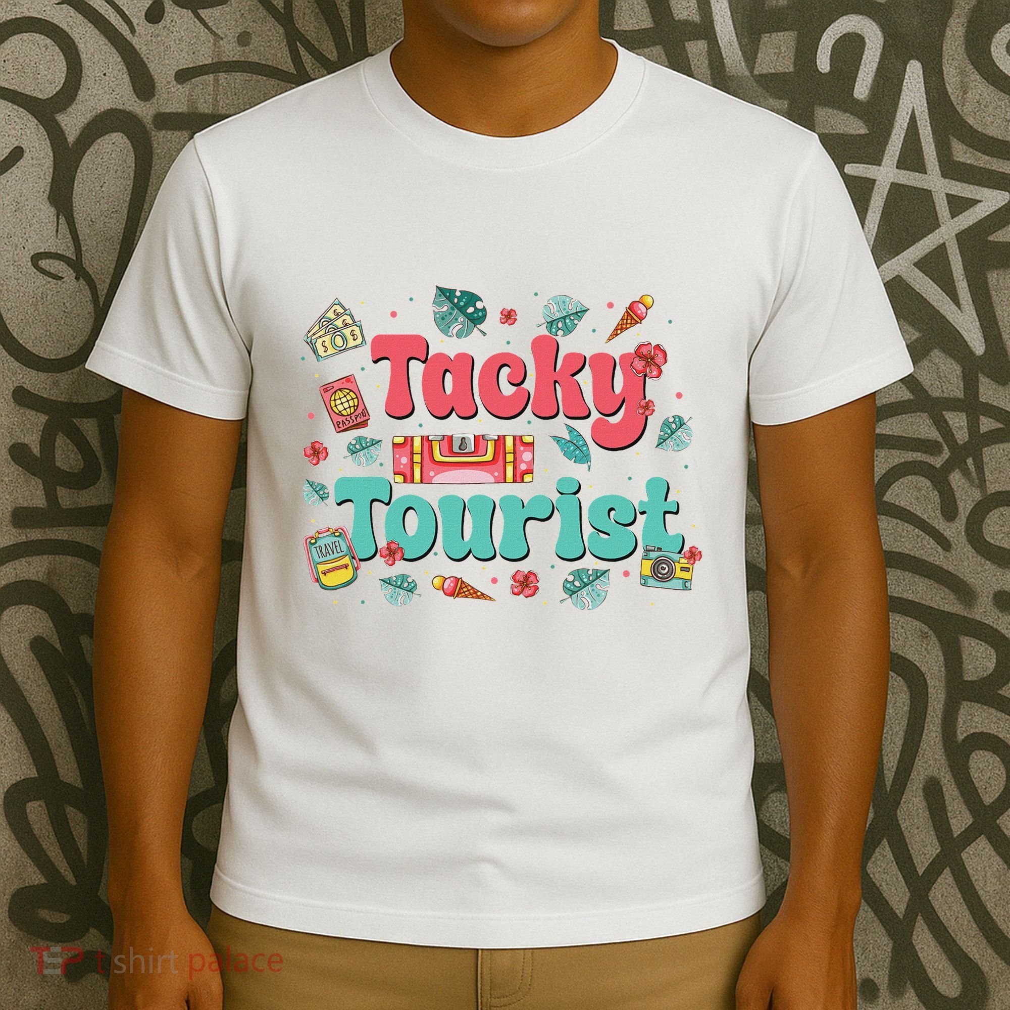 Funny Tourist Costume Tie Dye Tacky Traveler Tacky Tourist T-Shirt