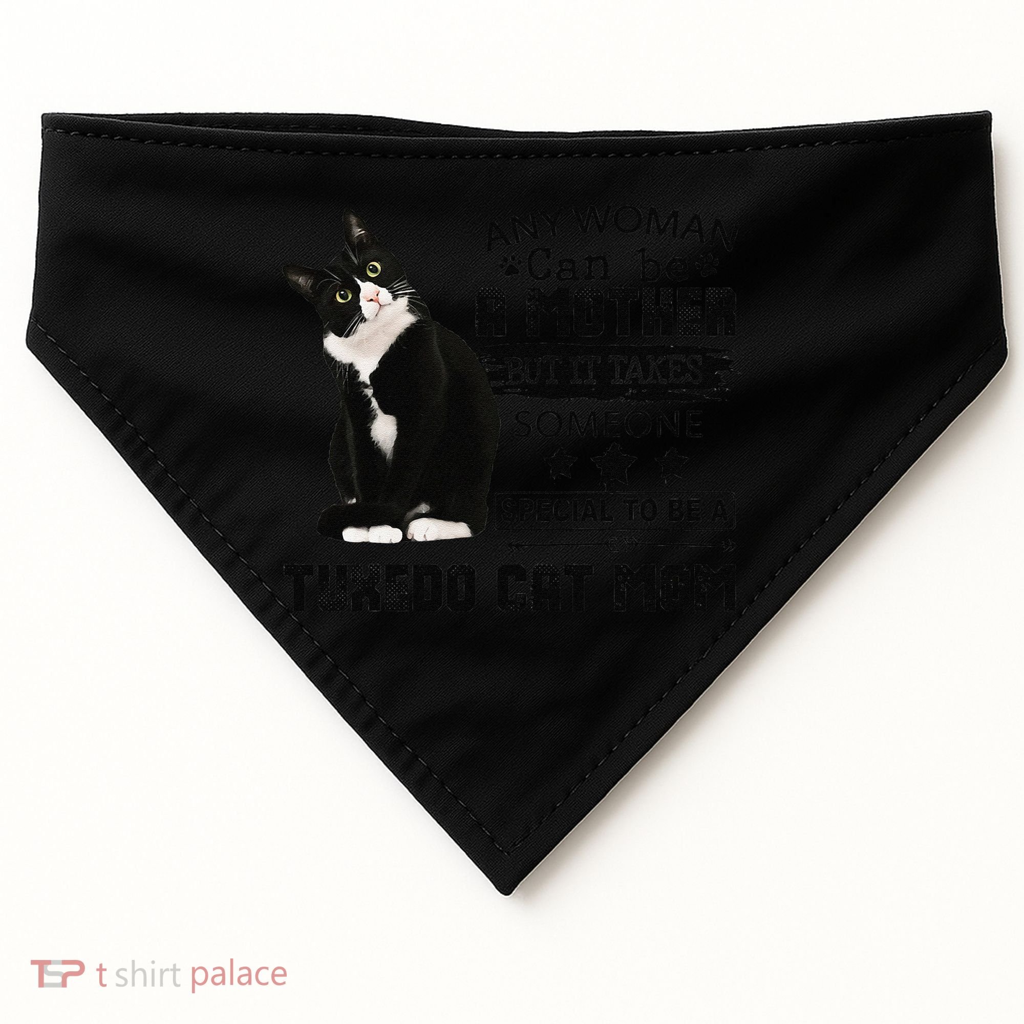 Funny Tuxedo Cat Mom Quote Tuxie Cat Gift USA-Made Doggie Bandana