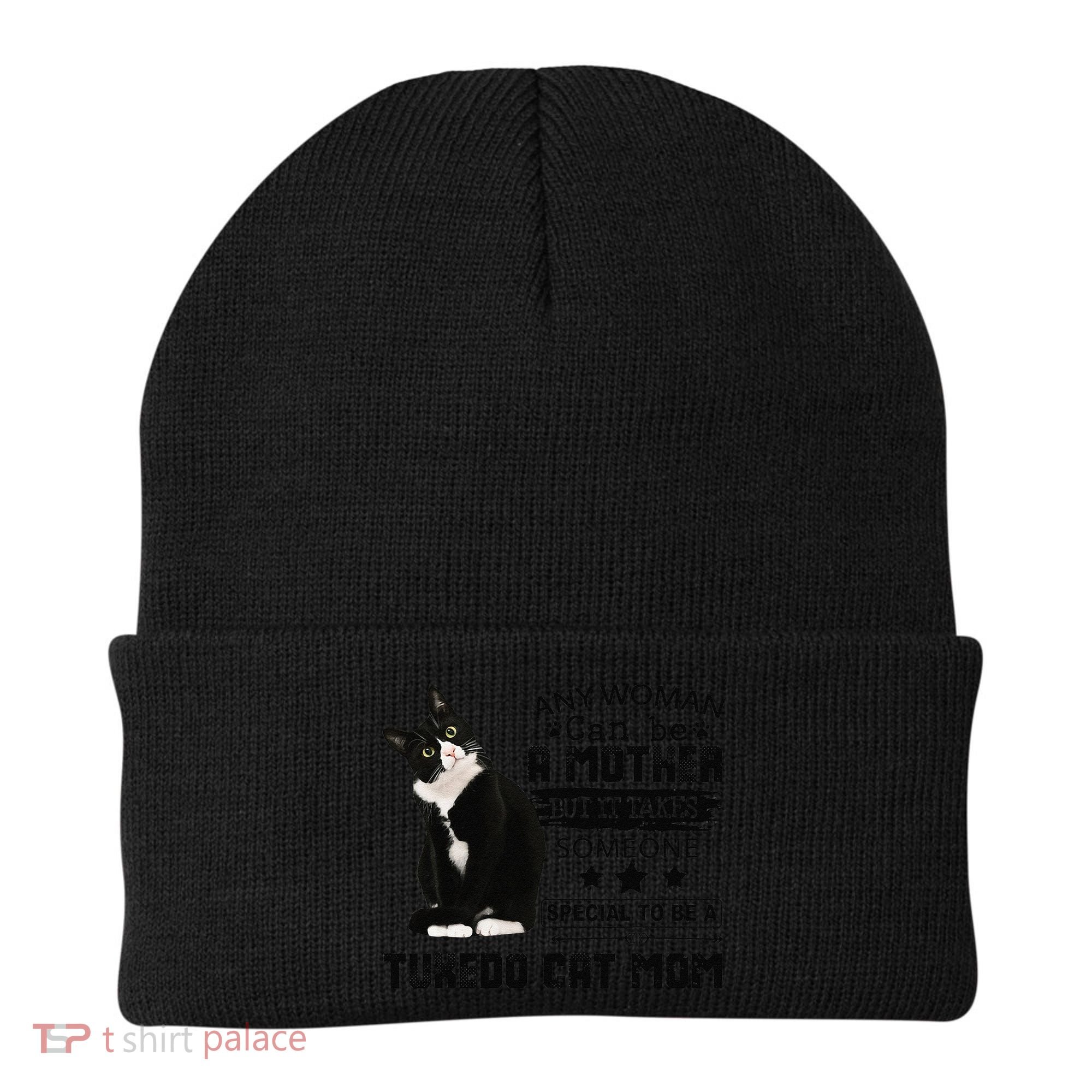 Funny Tuxedo Cat Mom Quote Tuxie Cat Gift Beanie
