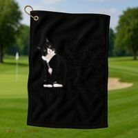 Funny Tuxedo Cat Mom Quote Tuxie Cat Gift Golf Towel thumb 1