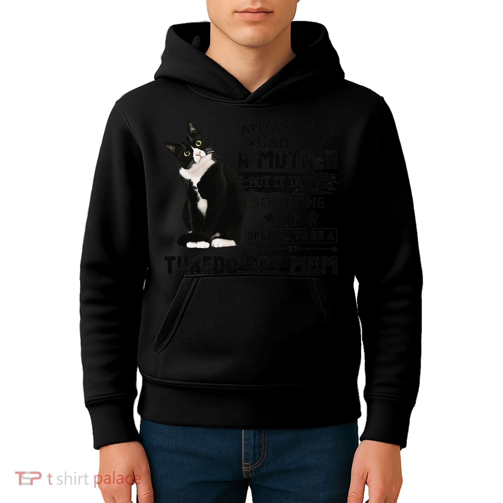 Funny Tuxedo Cat Mom Quote Tuxie Cat Gift Kids Hoodie