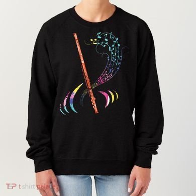 Flutist Treble Clef Classical Music Colorful Flute Women's Sweatshirt