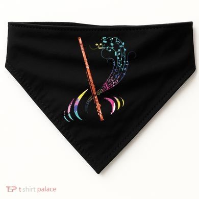 Flutist Treble Clef Classical Music Colorful Flute USA-Made Doggie Bandana