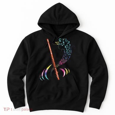 Flutist Treble Clef Classical Music Colorful Flute Hoodie