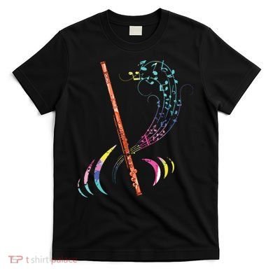 Flutist Treble Clef Classical Music Colorful Flute T-Shirt