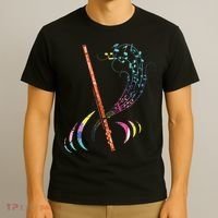 Flutist Treble Clef Classical Music Colorful Flute T-Shirt thumb 3