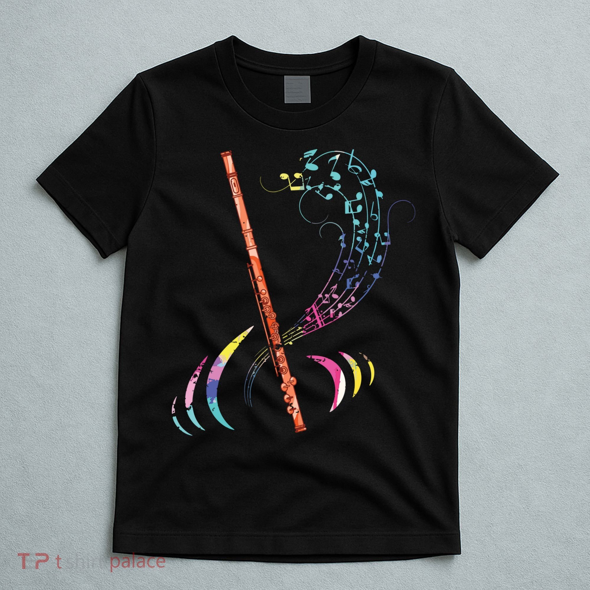 Flutist Treble Clef Classical Music Colorful Flute T-Shirt