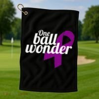 Funny Testicular Cancer Survivor Quote Saying Orchidectomy Golf Towel thumb 1