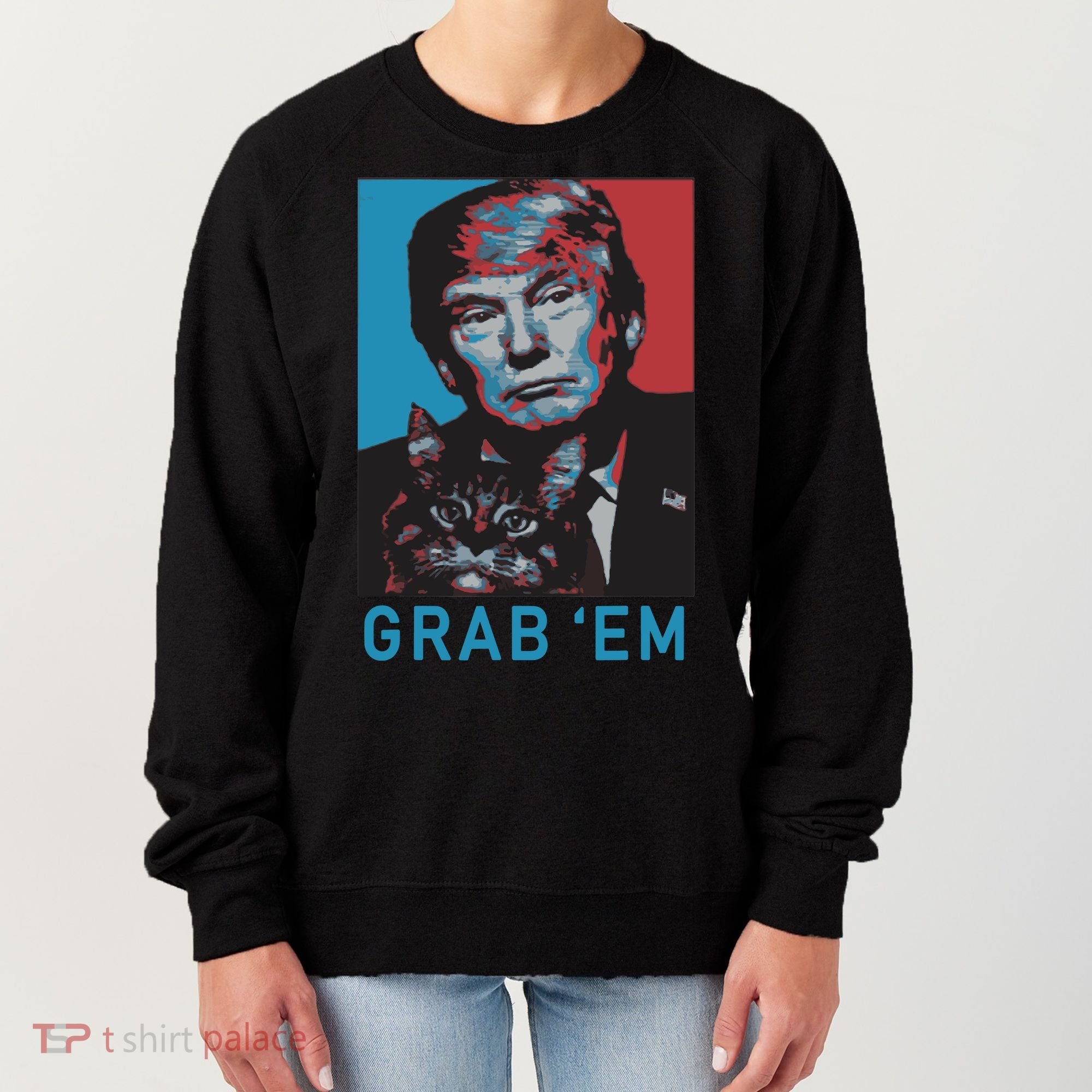 Funny Trump Cat Grab Em Cat Women's Sweatshirt