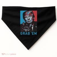 Funny Trump Cat Grab Em Cat USA-Made Doggie Bandana thumb 0