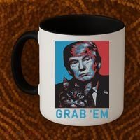 Funny Trump Cat Grab Em Cat Coffee Mug thumb 2