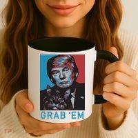 Funny Trump Cat Grab Em Cat Coffee Mug thumb 3
