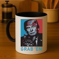 Funny Trump Cat Grab Em Cat Coffee Mug thumb 4