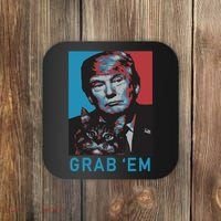 Funny Trump Cat Grab Em Cat Coaster thumb 0