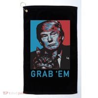 Funny Trump Cat Grab Em Cat Golf Towel thumb 0