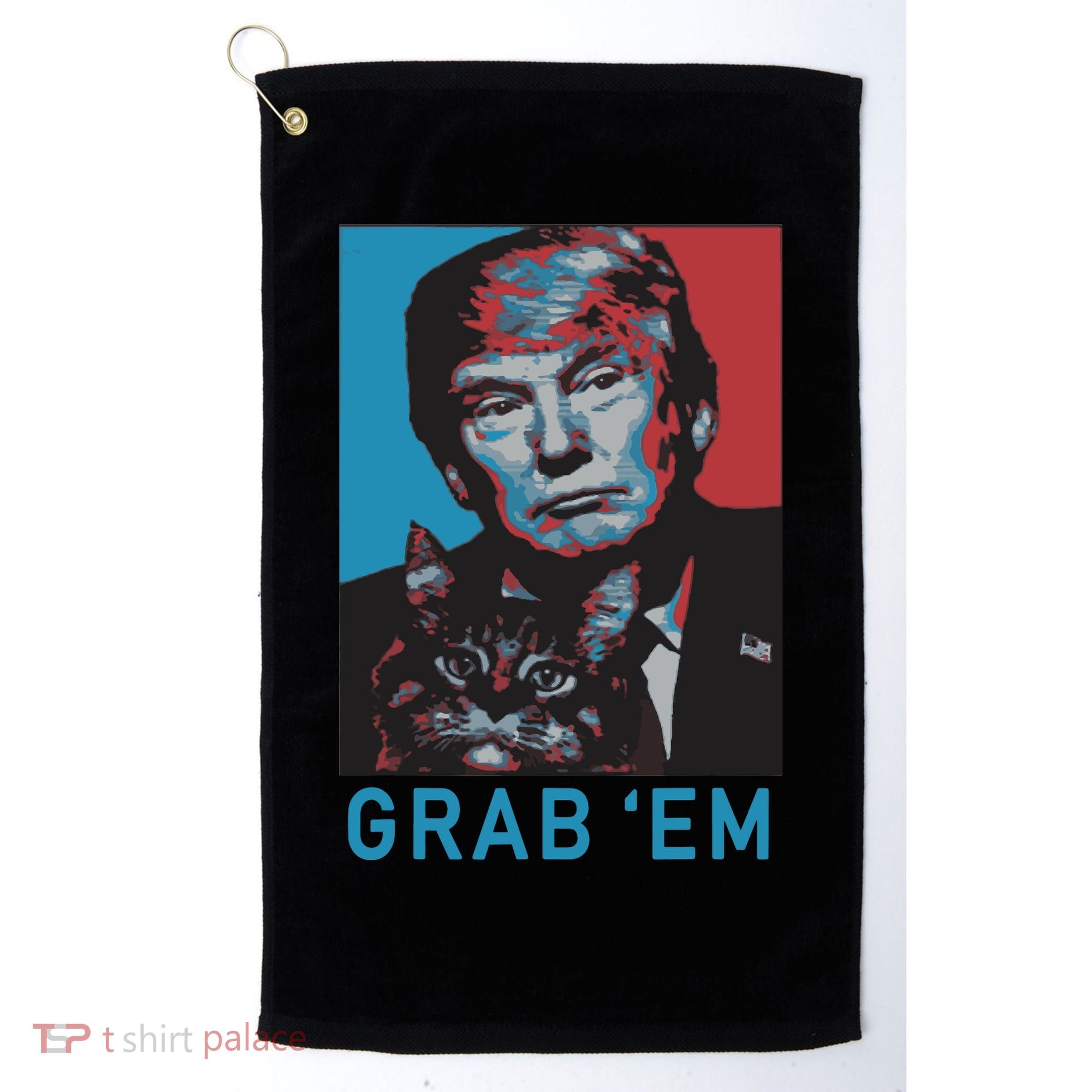 Funny Trump Cat Grab Em Cat Golf Towel