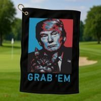 Funny Trump Cat Grab Em Cat Golf Towel thumb 1