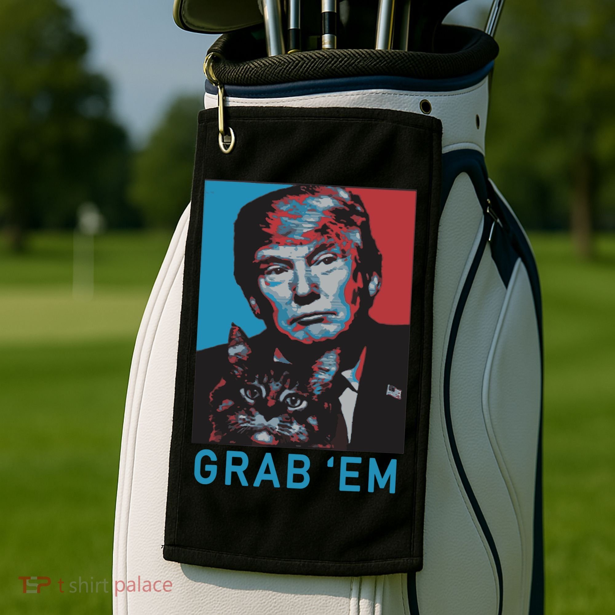 Funny Trump Cat Grab Em Cat Golf Towel