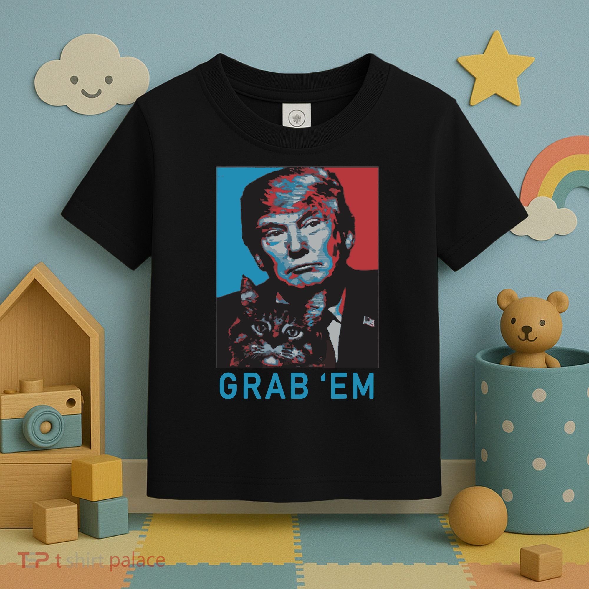 Funny Trump Cat Grab Em Cat Toddler T-Shirt