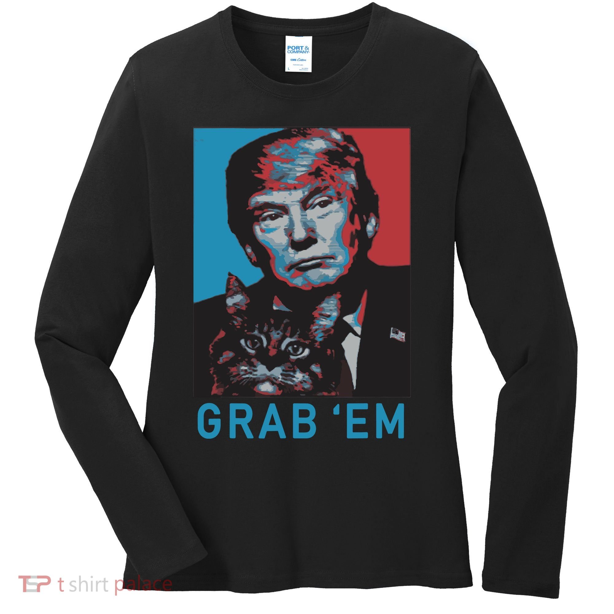 Funny Trump Cat Grab Em Cat Women's Long Sleeve Shirt