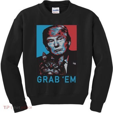 Funny Trump Cat Grab Em Cat Kids Sweatshirt