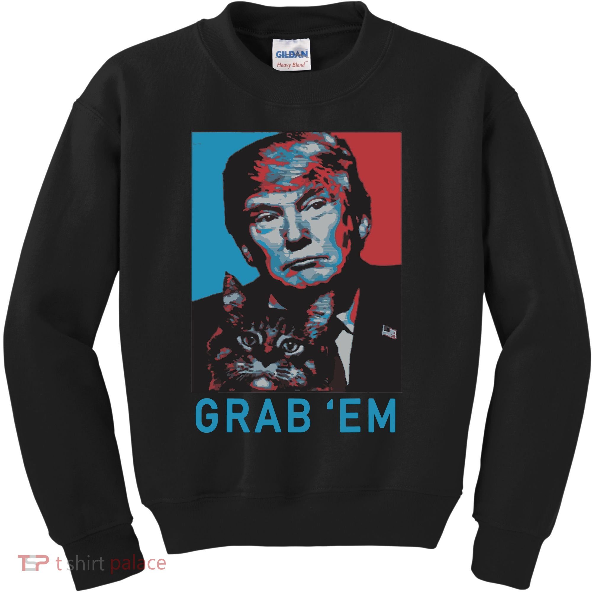 Funny Trump Cat Grab Em Cat Kids Sweatshirt