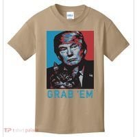 Funny Trump Cat Grab Em Cat Kids T-Shirt thumb 0