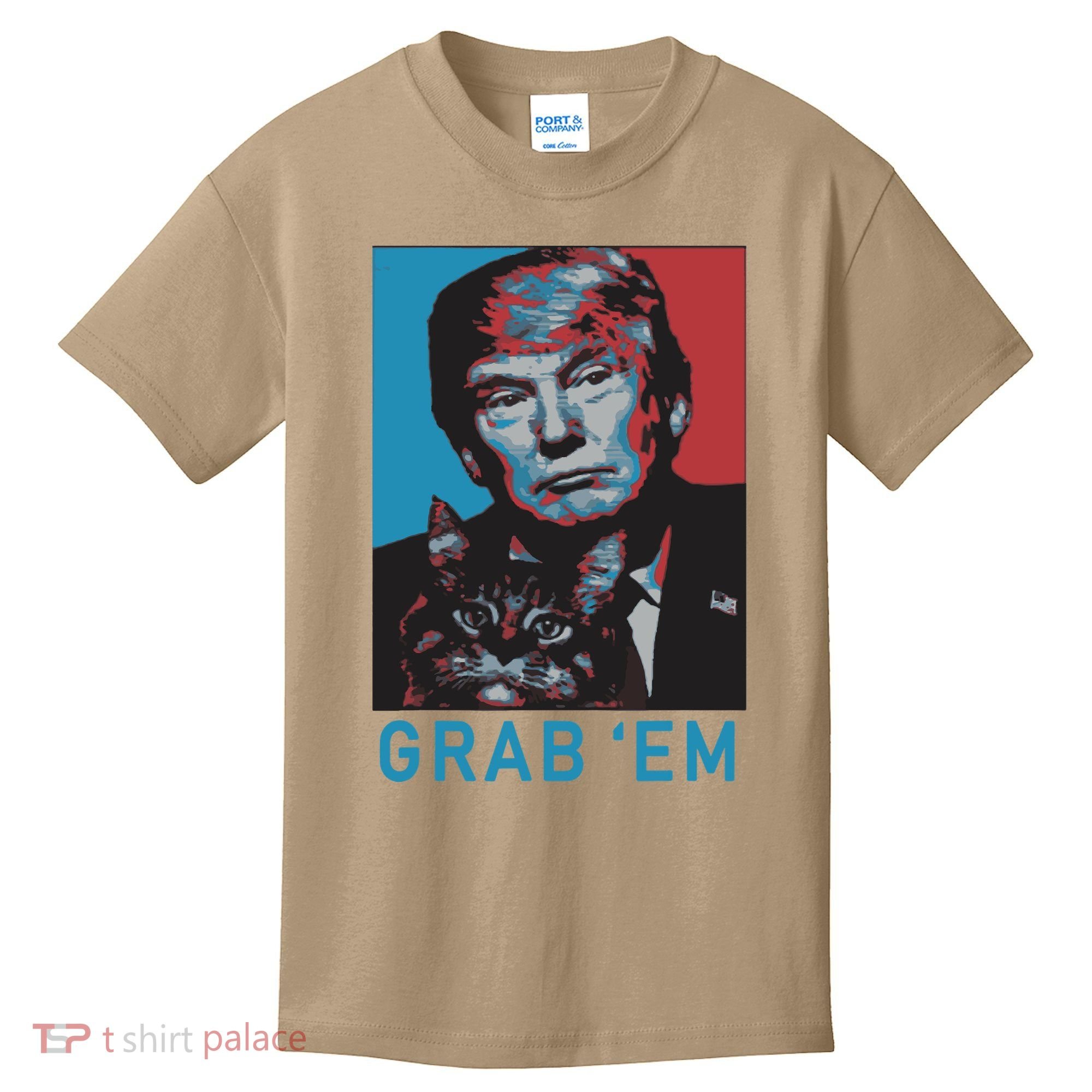 Funny Trump Cat Grab Em Cat Kids T-Shirt