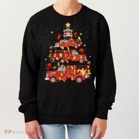 Fire Truck Christmas Tree Firefighter Xmas Fire Pajamas Gift Women's Sweatshirt thumb 0