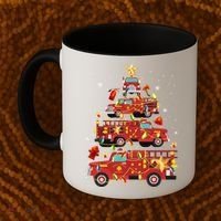 Fire Truck Christmas Tree Firefighter Xmas Fire Pajamas Gift Coffee Mug thumb 2