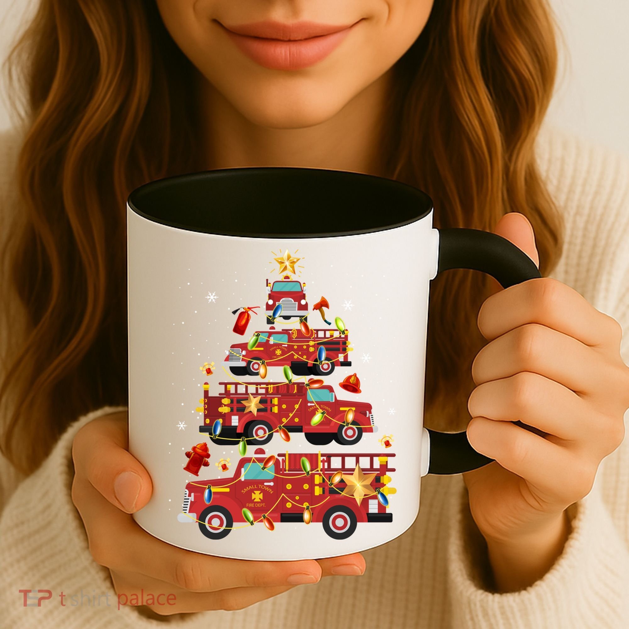 Fire Truck Christmas Tree Firefighter Xmas Fire Pajamas Gift Coffee Mug