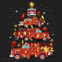 Fire Truck Christmas Tree Firefighter Xmas Fire Pajamas Gift Hat thumb 2