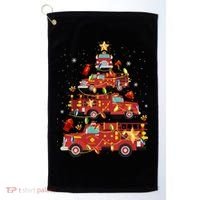 Fire Truck Christmas Tree Firefighter Xmas Fire Pajamas Gift Golf Towel thumb 0