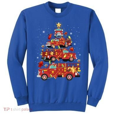 Fire Truck Christmas Tree Firefighter Xmas Fire Pajamas Gift Sweatshirt
