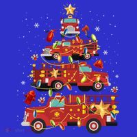Fire Truck Christmas Tree Firefighter Xmas Fire Pajamas Gift Sweatshirt thumb 3